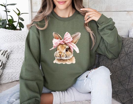 Easter Bunny Sweatshirt, Retro Easter Sweater, Coquette Bow Bunny Sweater, Easter Bunny Sweater, Cute Bunny Easter Day Gift, Bunny