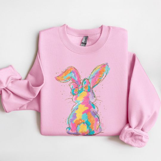 Easter Sweatshirt Gift for Women, Cute Easter Bunny Sweater, Happy Easter Matching Family Easter Shirt Mom, Retro Easter Basket Gift Girl