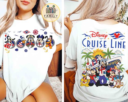 Two-Sided Disney Cruise Line Mickey and Friends T-shirt, Disney Wish Fantasy Magic Wonder 2025 Matching Tee, Family Cruise Vacation Gift
