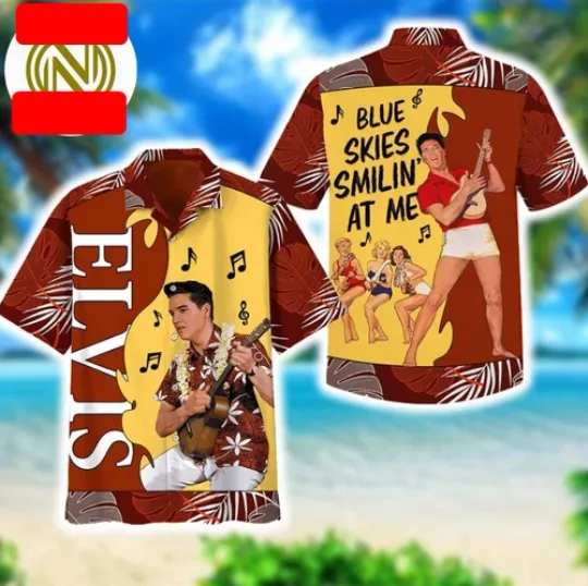 Elvis Presley Blue Skies Smilin At Me Aloha Summer 2025 Family Hawaiian Shirt
