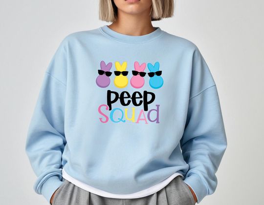 Peeps Squad Sweatshirt, Cute Easter Bunny Crewneck, Easter Peeps Squad Shirt, Easter Gift for Women & Men, Funny Spring Oversized Sweater