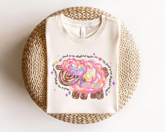 The Lord Is My Shepherd Shirt, Sheep Easter Sweatshirt, Cute Easter Shirt, Easter Gift, Easter Coquette Bow Shirt, Gift for Christian