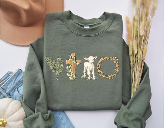 Easter He Is Risen Sweatshirt, Jesus Easter Sweater, Easter Sweatshirt for Women, Cute Easter Outfit, Christian Shirt, Religious Sweatshirt
