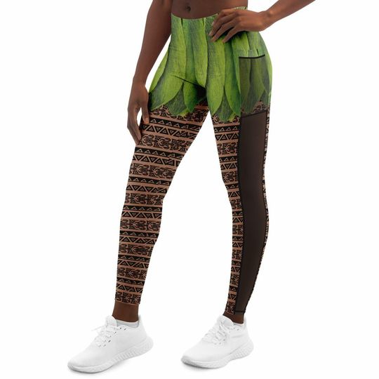 Maui Mesh Pocket Leggings | Hawaiian Princess Leggings | Moana Leggings | Run Disney | Disney Costume | Leggings with pockets