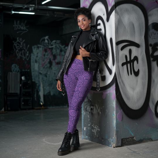 Purple Spiral Highwaisted Leggings | Nightmare Before Christmas Inspired Goth Wear & Disney Bounding Fashion
