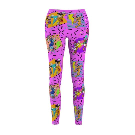 Vintage Disney Mousercise Women's Cut & Sew Casual Leggings (1980s Disney Channel classic featuring your favorite characters)