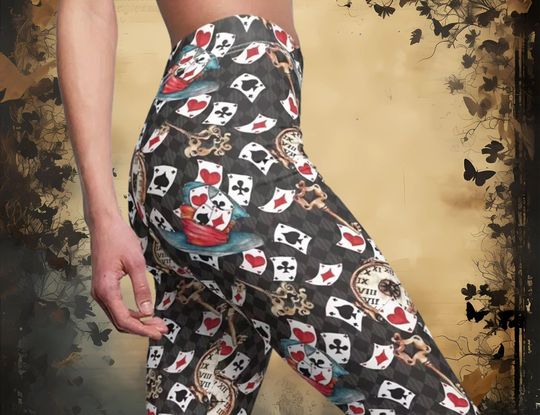 Alice in Wonderland Leggings: Ankle Length, Whimsical Yoga, Stretch, and Teen Leggings - Perfect for Holidays! Gift for Daughter or Sister