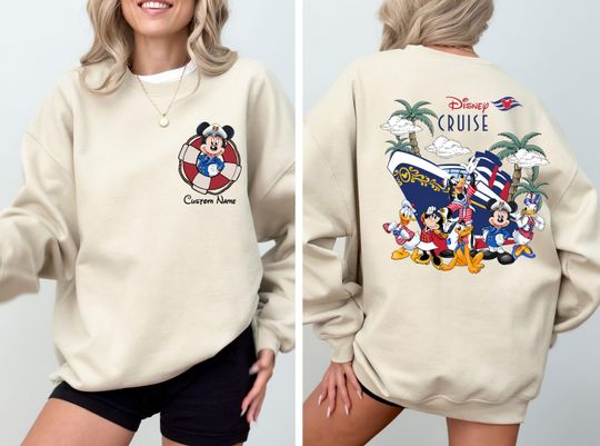 Personalized Disney Cruise Mickey & Friends Sweatshirt, Custom Family Cruise Group Matching Sweatshirt, Custom Name Cruise Sweatshirt, Disney Cruise