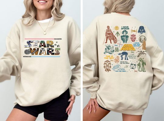 Retro Star Wars Sweatshirt, Star Wars Characters Sweatshirt, Disney Star Wars Sweatshirt, Disneyland Sweatshirt, Darth Vader Sweatshirt