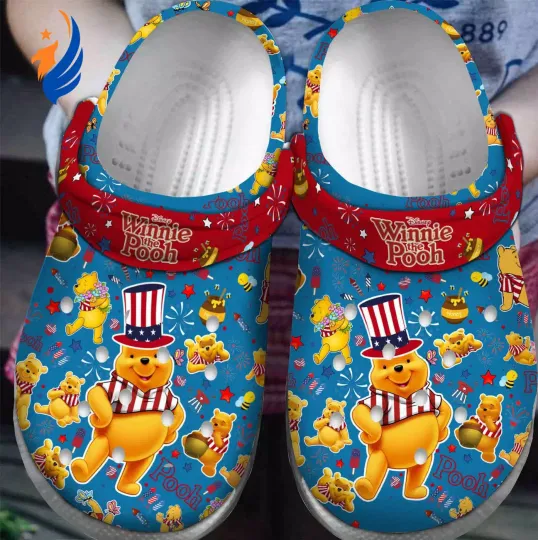 Happy USA Winnie The Pooh Blue And Red Clogs For Kids And Adutls