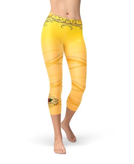 Belle Inspired Running Costume Leggings for Princess Run | Belle Costume | Leggings for Women | Beauty and the Beast