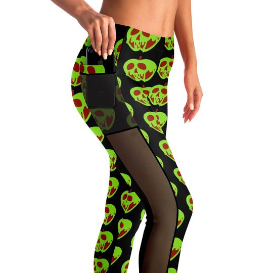 Evil Apple Mesh Pocket Leggings | Disney Villains Leggings | Disney Leggings | Run Disney | Wear to Disney | Leggings