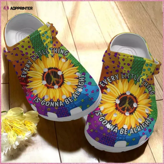 Colorful Heart Hippie Sunflower Clogs Shoes - Fun Boho Style for Everyday Wear
