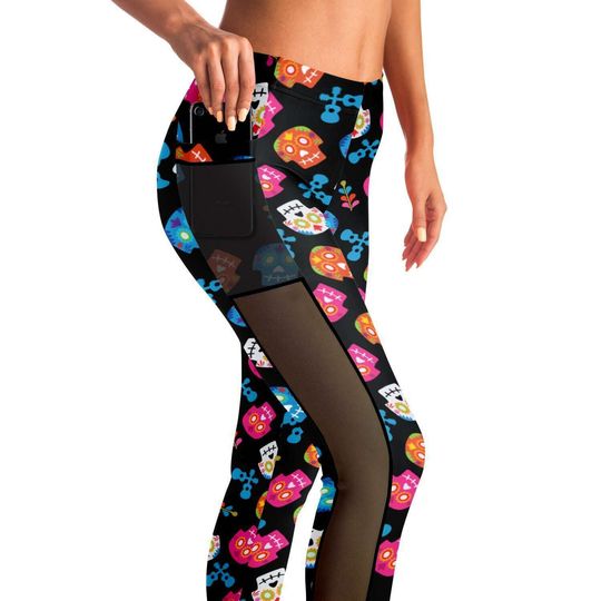 Coco Skulls  Mesh Pocket Leggings | Un Poco Loco Leggings | Disney Leggings | Run Disney | Wear to Disney | Leggings