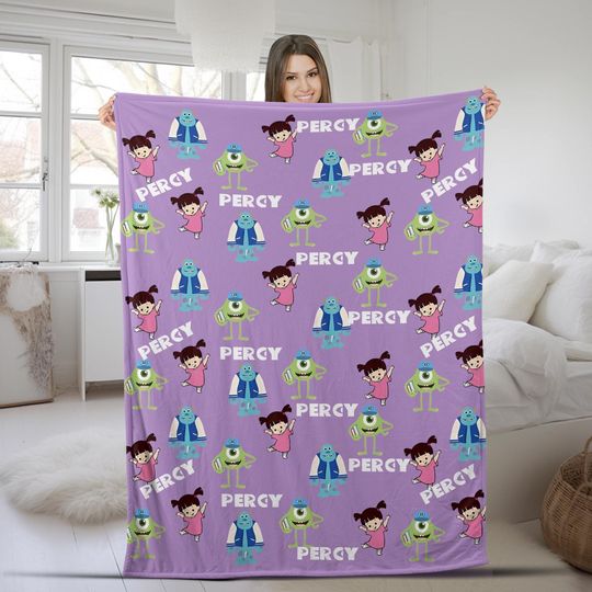 Personalized Monsters Inc Blanket, Custom Name Pixar Monsters University Baby Blanket, Sully Mike Wazowski Baby Blanket Kids blanket