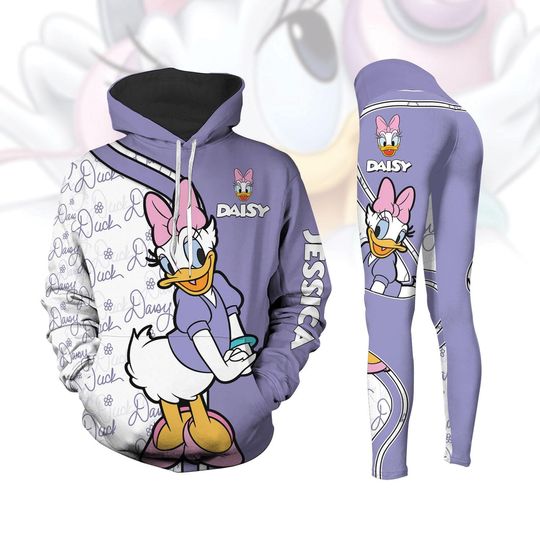 Daisy Duck 3D Hoodie, Disney Duck Leggings, Cartoon Movie Yoga Leggings, Custom Name Hoodie, Magic Kingdom Shirt, Gym Leggings