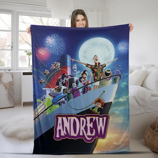 Custom Name Disney Hotel Transylvania Blanket | Fun Villains Character Sherpa| Perfect Gift for Kids & Movie Lovers