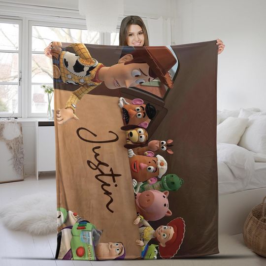 Personalized Disney Pixar Toy Story Blanket, Custom Name Blanket, Disney Birthday Gift, Custom Name Blanket, Gift for Boy or Girl