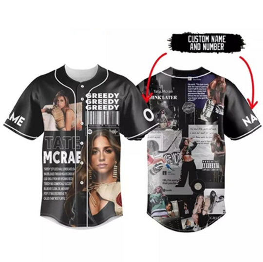 Tate McRae Think Later Greedy Personalized Baseball Shirt