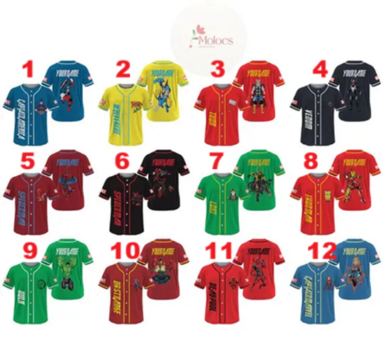 Personalized Disney Marvel Avengers Baseball Jersey, Superhero Squad Spiderman Birthday Boy Jersey, Birthday Girl, Iron Man Marvel Family