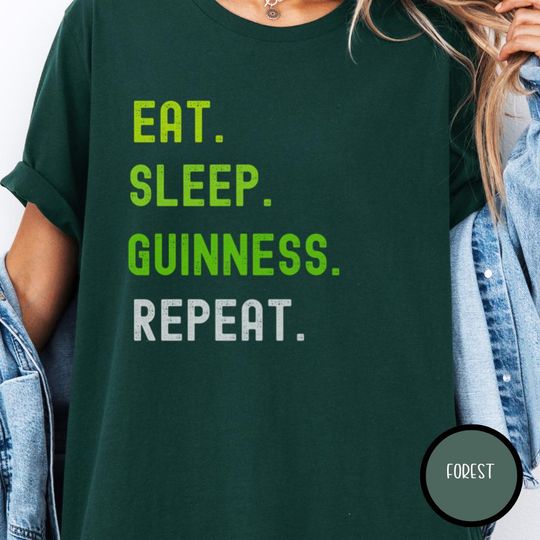 Irish St Patricks Day Eat Sleep Repeat TShirt,  St Paddys Day shirt, Guinness Beer Shirt, Vintage shamrock, Irish Pride, St Patricks Day Tee