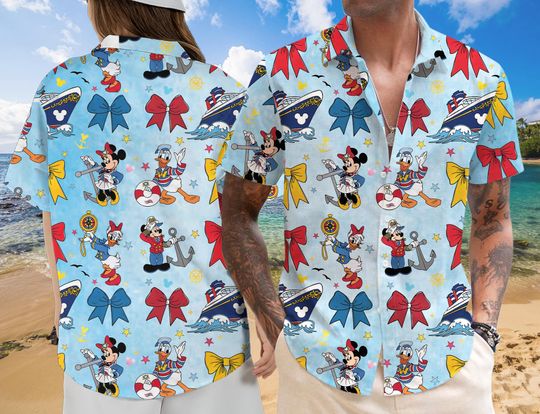 Disney Cruise Coquette Hawaiian Shirt, Disney Summer Shirt, Mickey and Friends Hawaiian Shirt, Hawaii Cruise Shirt, Disney Cruise Trip Shirt