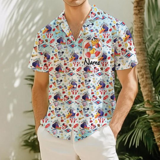 Personalized Pluto Dog Hawaiian Shirt, Watercolor Disney Cruise Hawaiian Shirt, Disney Beach Shirt, Pluto Summer Shirt, Pluto Dog Button Up