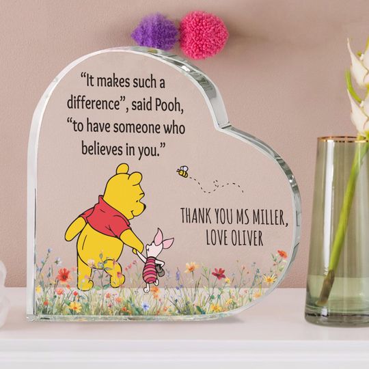 Custom Disney Teacher Plaque, Winnie the Pooh Plaque, Teacher Gifts, Teacher Keepsake Gift, Thank You Teacher Plaque, Teacher Appreciation