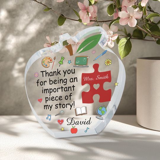 Customize Teacher Gifts, Teacher Acrylic Plaque, Teacher Apple Plaque, Thank You Teacher Plaque Sign, Teacher Plaque, Teacher Keepsake Gifts