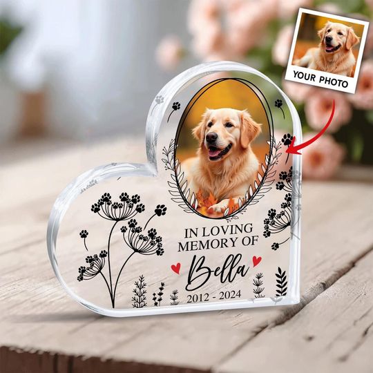 Custom Dog Memorial Acrylic Plaque, Dog Photo Plaque, Pet Memorial Plaque, Dog Loss Keepsake Gifts, Pet Memorial Gifts, In Loving Memory