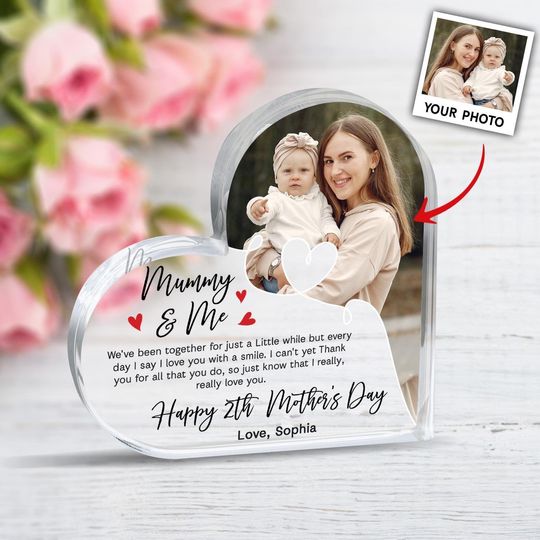 Personalized Mommy and Me Acrylic Photo Plaque, Mothers Day Gifts, Mom Plaque, Family Home Decor, Mom Birthday Gift, Family Keepsake Gifts