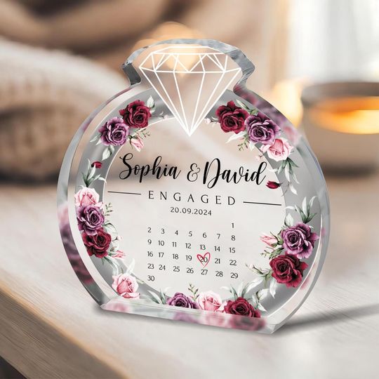 Customize Engaged Acrylic Plaque, Engagement Plaque, Engagement Keepsake Gifts, Couple Plaque, Newly Engaged Gifts, Engagement Gifts