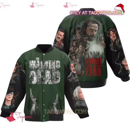The Walking D Fight The Dead Fear The Living Baseball Jacket