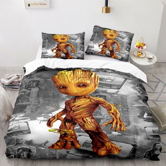 Disney Marvel Groots Quilt Cover Cartoon Groot Bedding Set