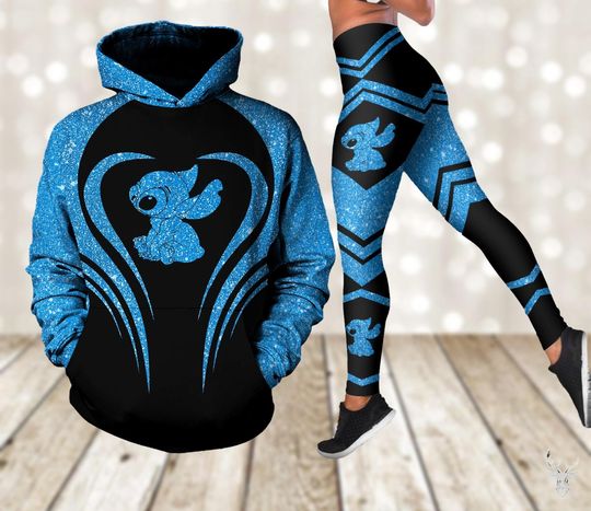 Stitch Hoodies And Leggings, Disney Stitch Outfit, Cartoon Characters Hoodie, Leggings For Girls, Stitch Sweatshirt, Mother's Day Gift