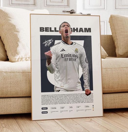 Jude Bellingham Poster, Soccer Gifts, Sports Poster, Football England Player Poster
