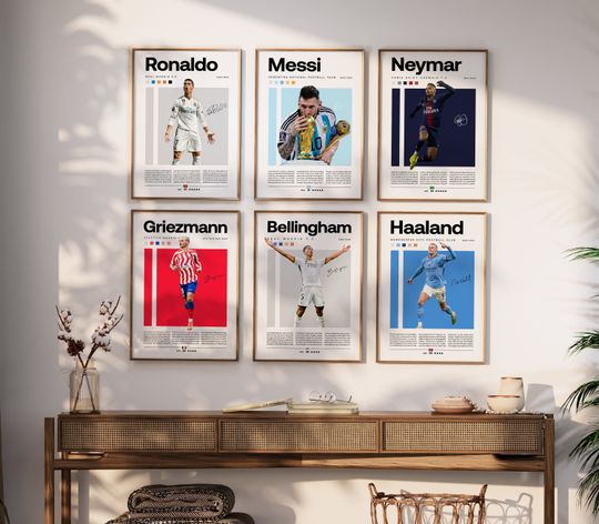 Neymar Ronaldo Messi Poster Bundler, Soccer Art Print, Football Poster