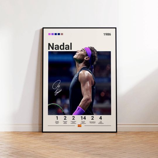 Rafael Nadal Poster, Tennis Fan Gift, Tennis Poster, Modern Sports Art, Sports Print, Motivational Wall Art, Sport Bedroom Print
