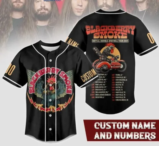 Blackberry Smoke Rattle Ramble And Roll Tour 2025 Baseball Jersey