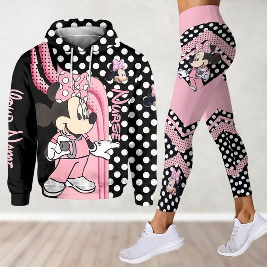 Personalized Minnie Mouse Hoodie And Leggings, Disneywold Shirt, Disneyland Women Leggings, Minnie Lover Shirt Gift For Her Women Girls