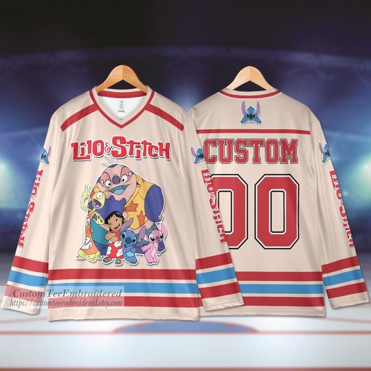 Custom Lilo and Stitch Hockey Classic Jersey, Hockey Disney Custom Shirt, Hockey Team Jersey, Hockey Lovers Gifts