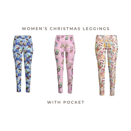 Christmas Women's Leggings, Side Pocket, All Over Print