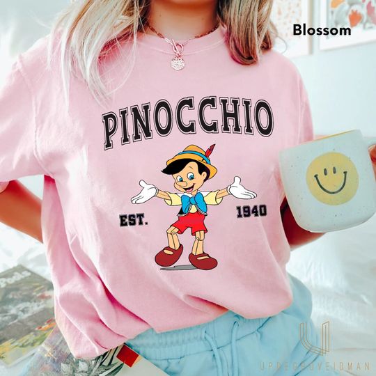 Pinocchio Est 1940 Disney Character Shirt, Disneyland Shirt, DisneyWorld Shirt, Unisex Disneyland Shirt, Pinocchio and Jiminy Cricket Shirt