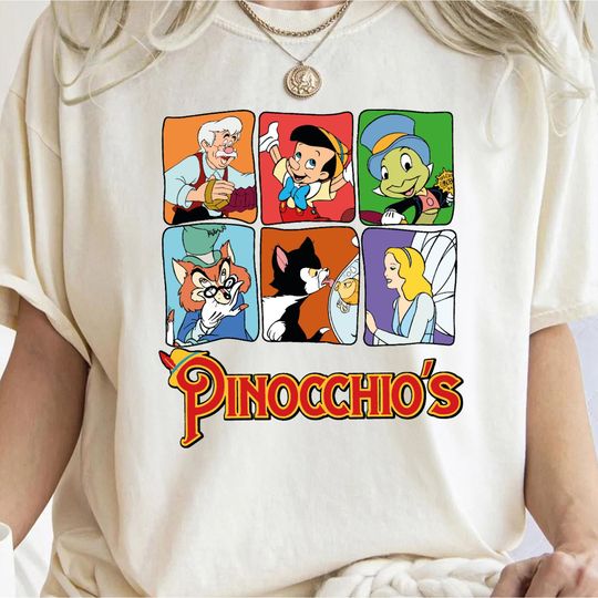 Comfort Colors Disney Pinocchio Characters Magic Kingdom Holiday Trip Unisex Tshirt Family Birthday Gift Adult Kid Tee