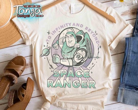 Retro Toy Story Buzz Lightyear Space Ranger Portrait T-Shirt, Disney Pixar Fest 2025 Tee, Disneyland Family Vacation Matching Shirts