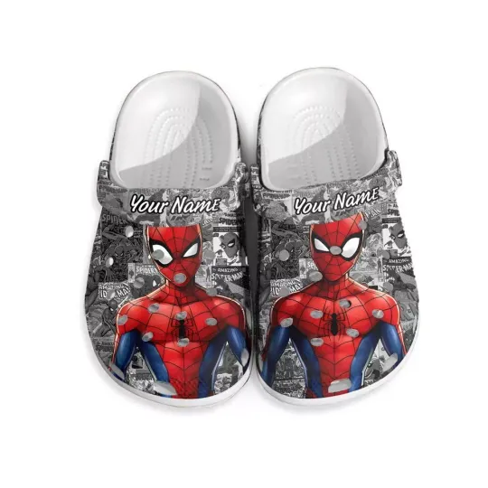 Personalized Spiderman Cartoon Clogs, Superhero Sandals for Kids And  Adults