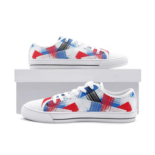 PLAID Low Top Canvas Shoes - Handmade Summer Sneakers with Plaid Pattern | Casual Low Top Sneakers for Christmas, Thanksgiving Gift