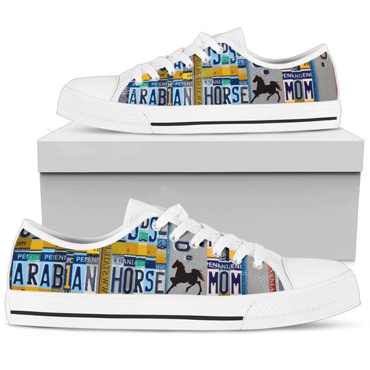 Women's Low Top Canvas Shoes For Arabian horse Mom, Birthday Gifts for Her Casual Tie Sneakers