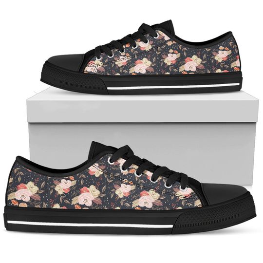 Autumn Fall Floral Women's Low Top Shoes, Mother's Day Gifts for Low Top  Shoes, Cute Sneakers