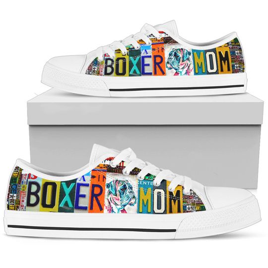 Women's Low Top Canvas Shoes For Boxer Dog Mom, Birthday Gifts for Her Athletic Shoes Casual Tie Sneakers